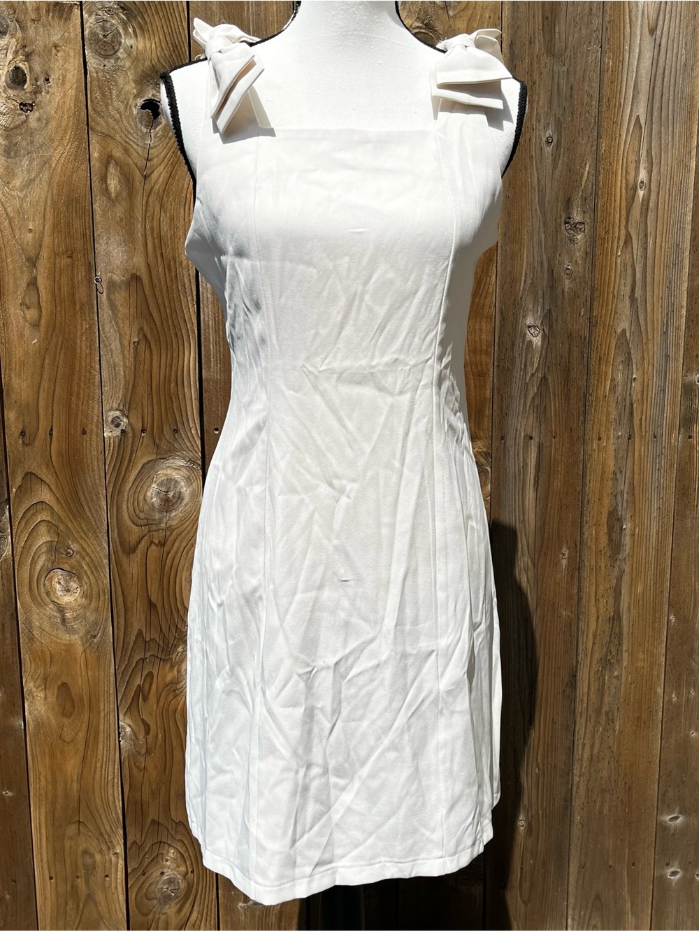 SHEIN Coquette White/Cream Bow-Shoulder Mini Dress Accepting offers!